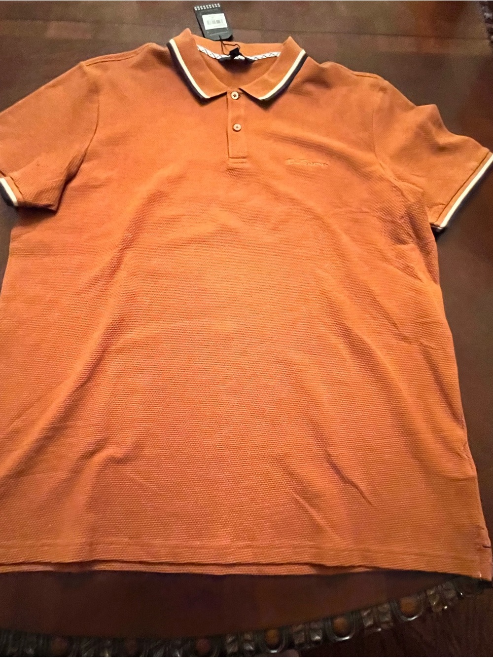 Ben Sherman Orange (rust) Polo with Contrast Black & White Trim